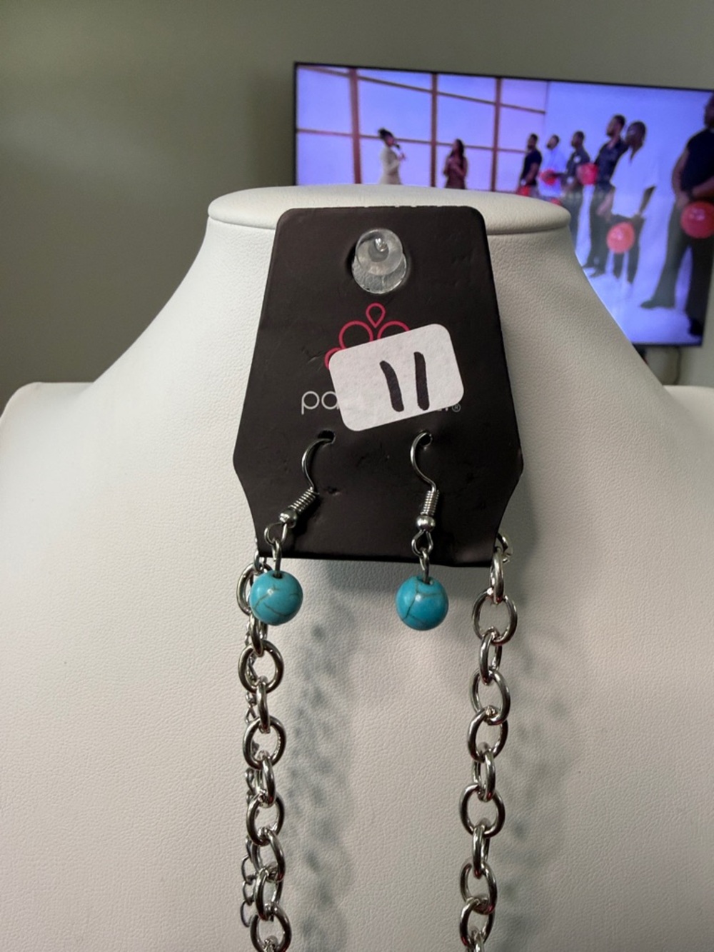 paparazzi Silver-Tone Layered Necklace with Turquoise Beads - Picture 2 of 2